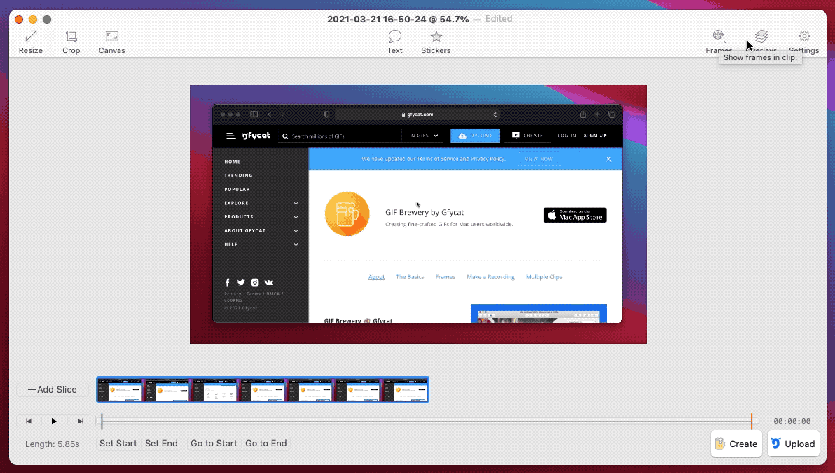 GIF動画にテキストを編集するデモ