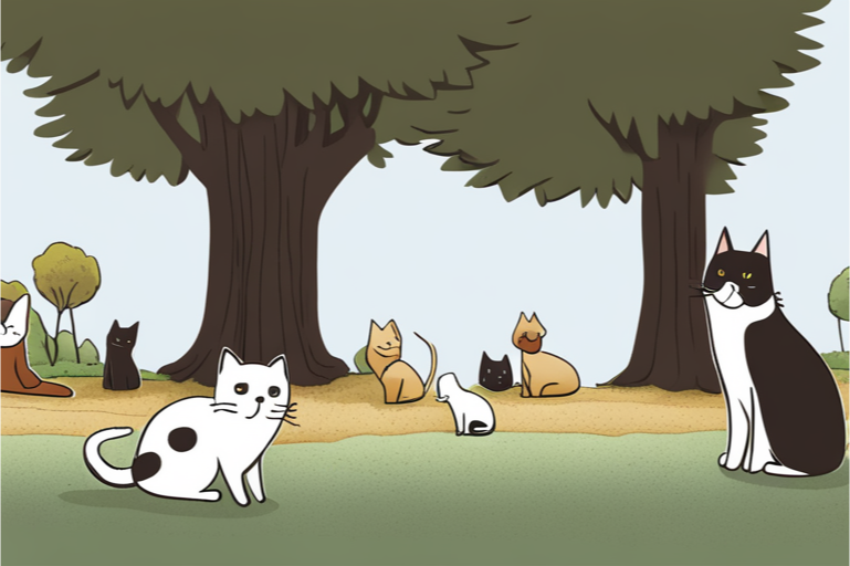 generated image - cats in the park with dogs 4