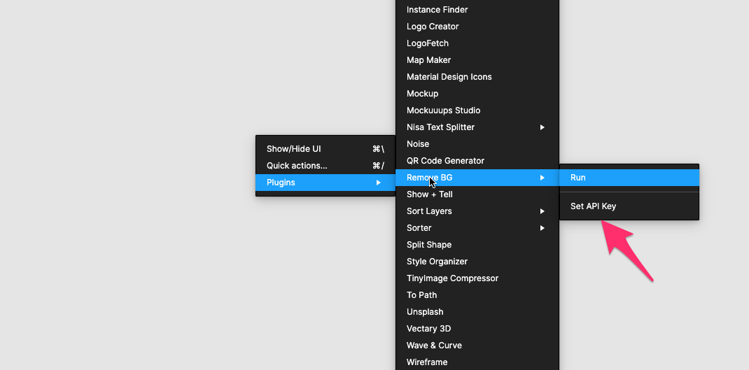 Remove BG APIキーの設定画面