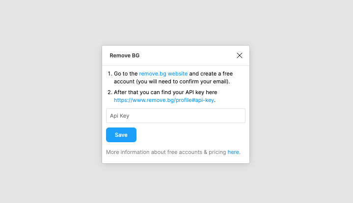 Remove BG APIオプションの設定画面